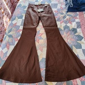 Nwt high rise faux leather bell bottoms